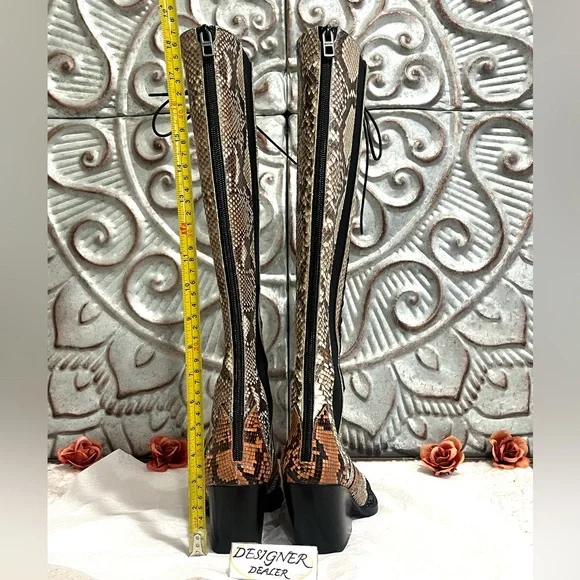 COACH Snakeskin Patchwork Lace Up Boots Size 6.5B EUC! G2718 - Picture 6 of 14